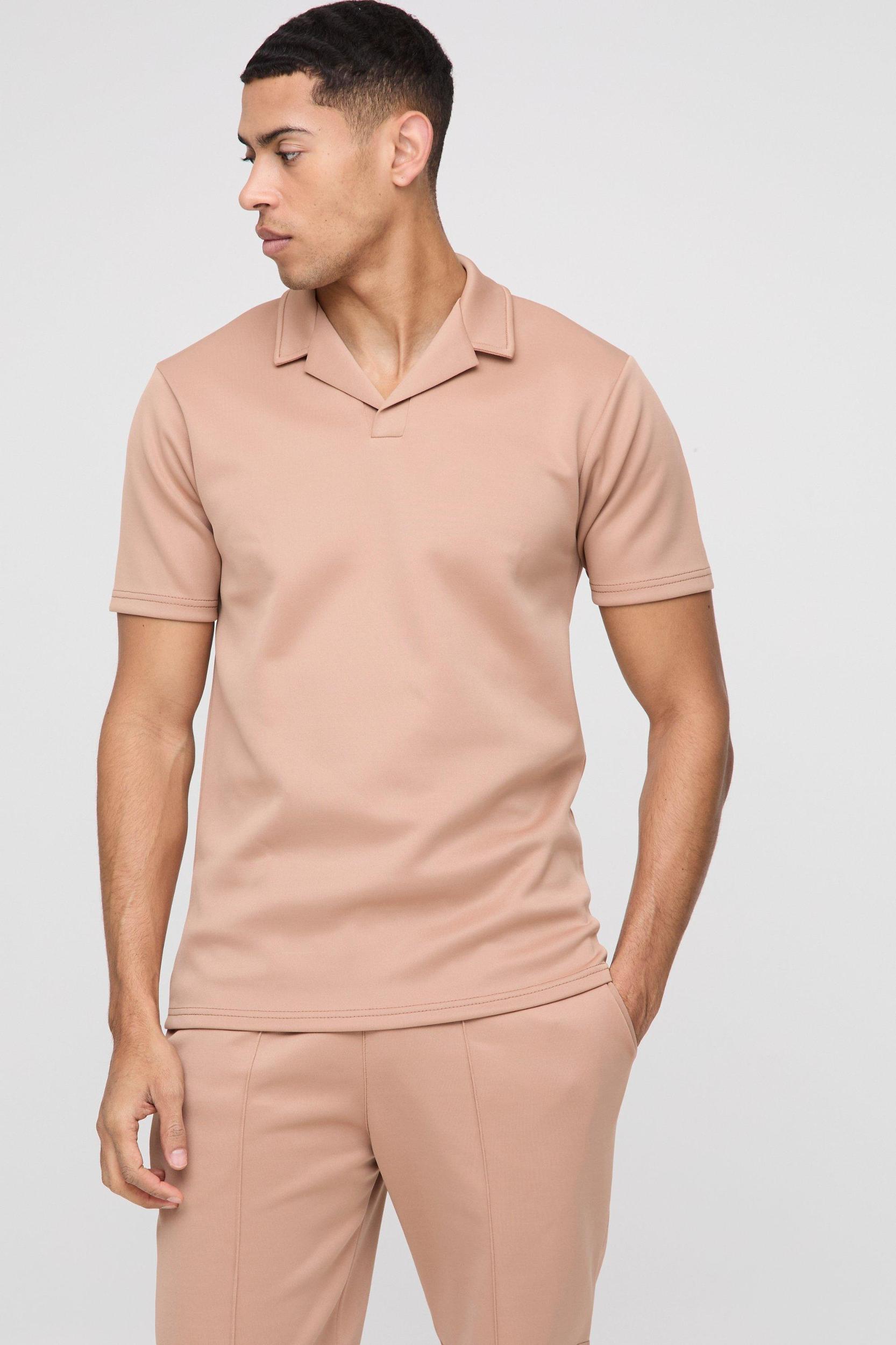 Slim Scuba Polo & Short Set | boohooMAN USA Product Image