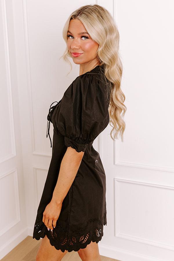 Chic Feeling Embroidered Mini Dress in Black Product Image