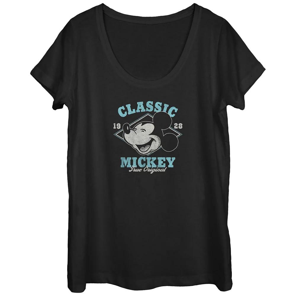 Disney's Mickey Mouse True OG Scoop Neck Juniors' Graphic Tee, Women's, Size: Large, Black Product Image