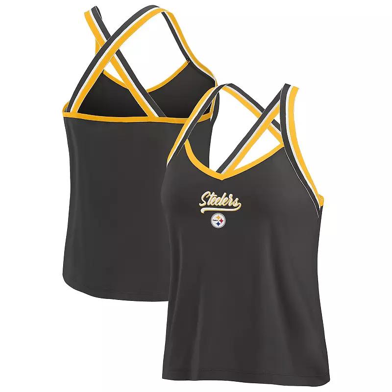 Women's WEAR by Erin Andrews Navy Atlanta Braves Cross Strap Tank Top,  Product Image