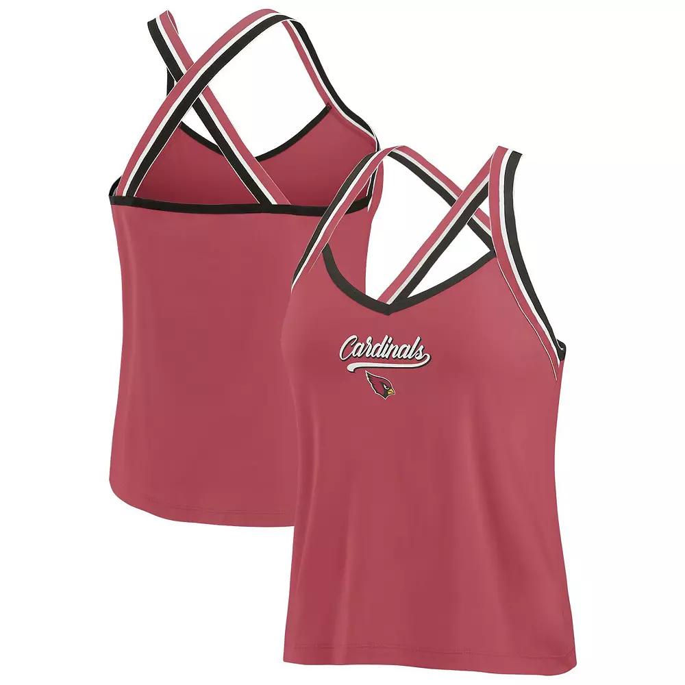 Women's WEAR by Erin Andrews Scarlet San Francisco 49ers Cross Strap Tri-Blend Tank Top,  Product Image