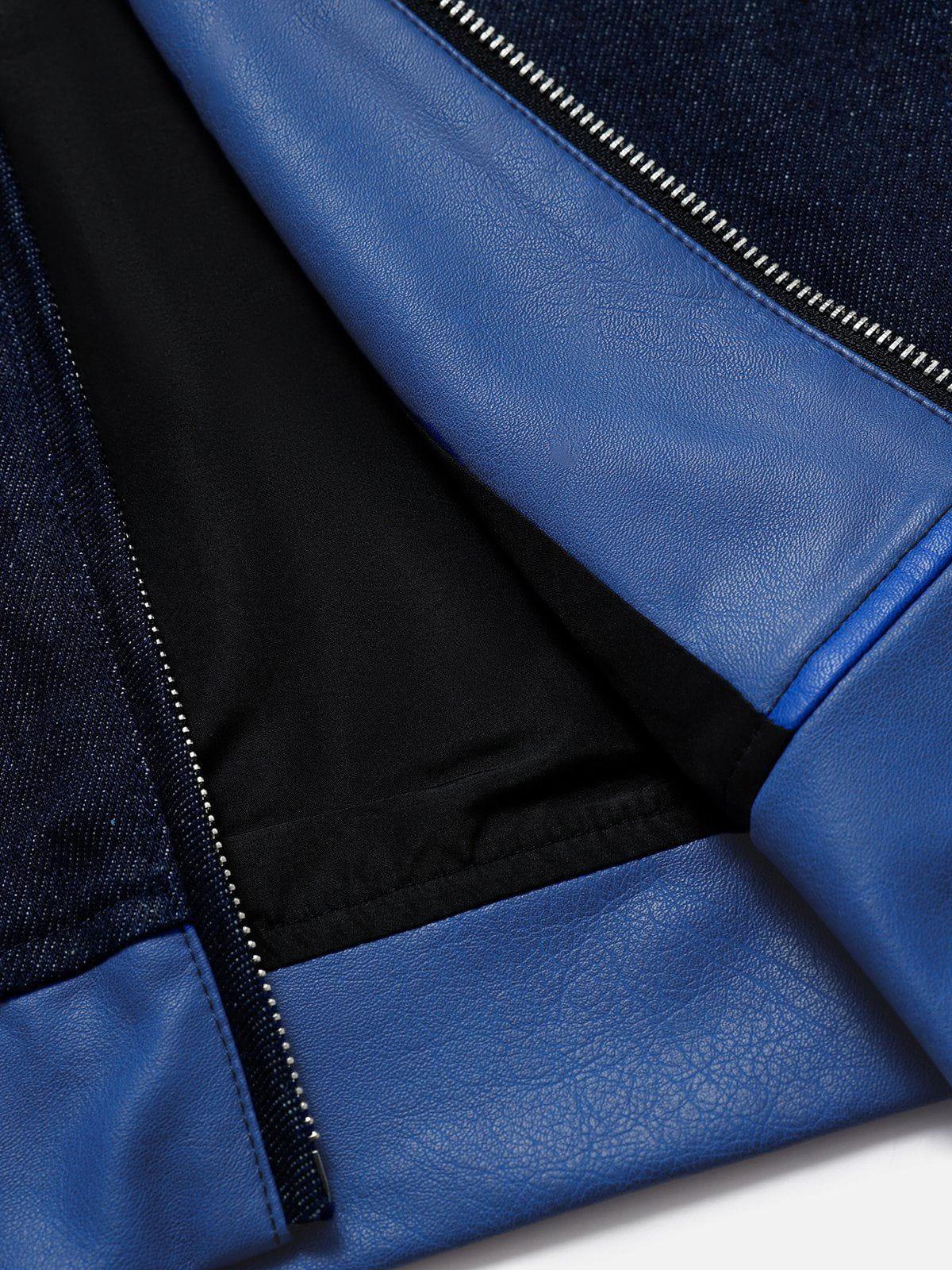 Aelfric Eden Denim Faux Leather Patchwork Jacket Product Image