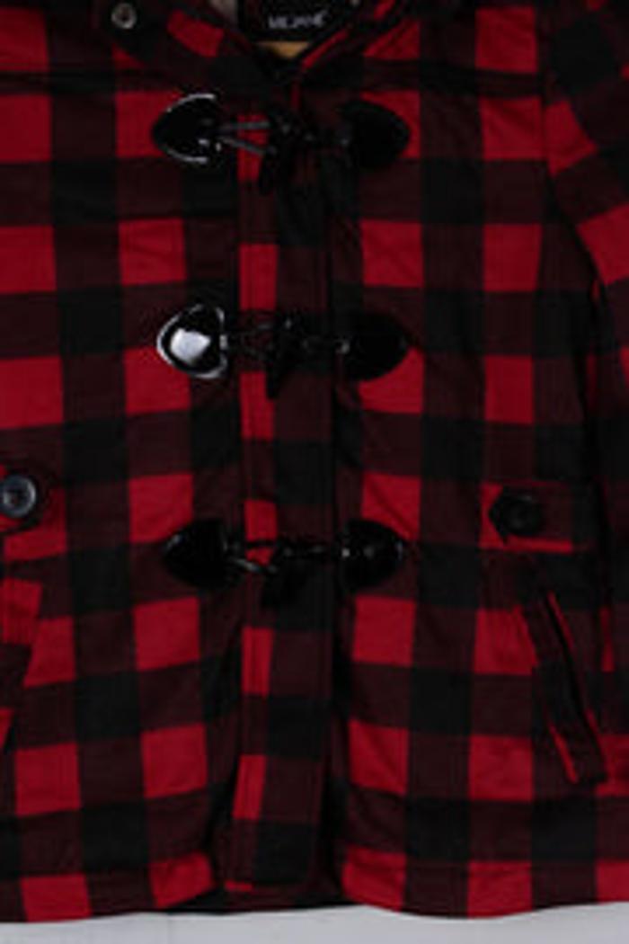 Plaid Faux Fur Hoodie Product Image