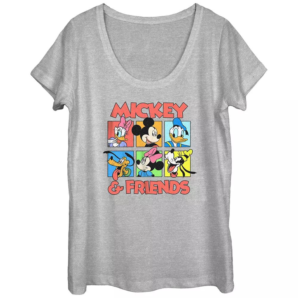 Disney's Mickey Mouse Head Shots Scoop Neck Juniors' Graphic Tee, Women's, Size: Large, Athletic Grey Product Image