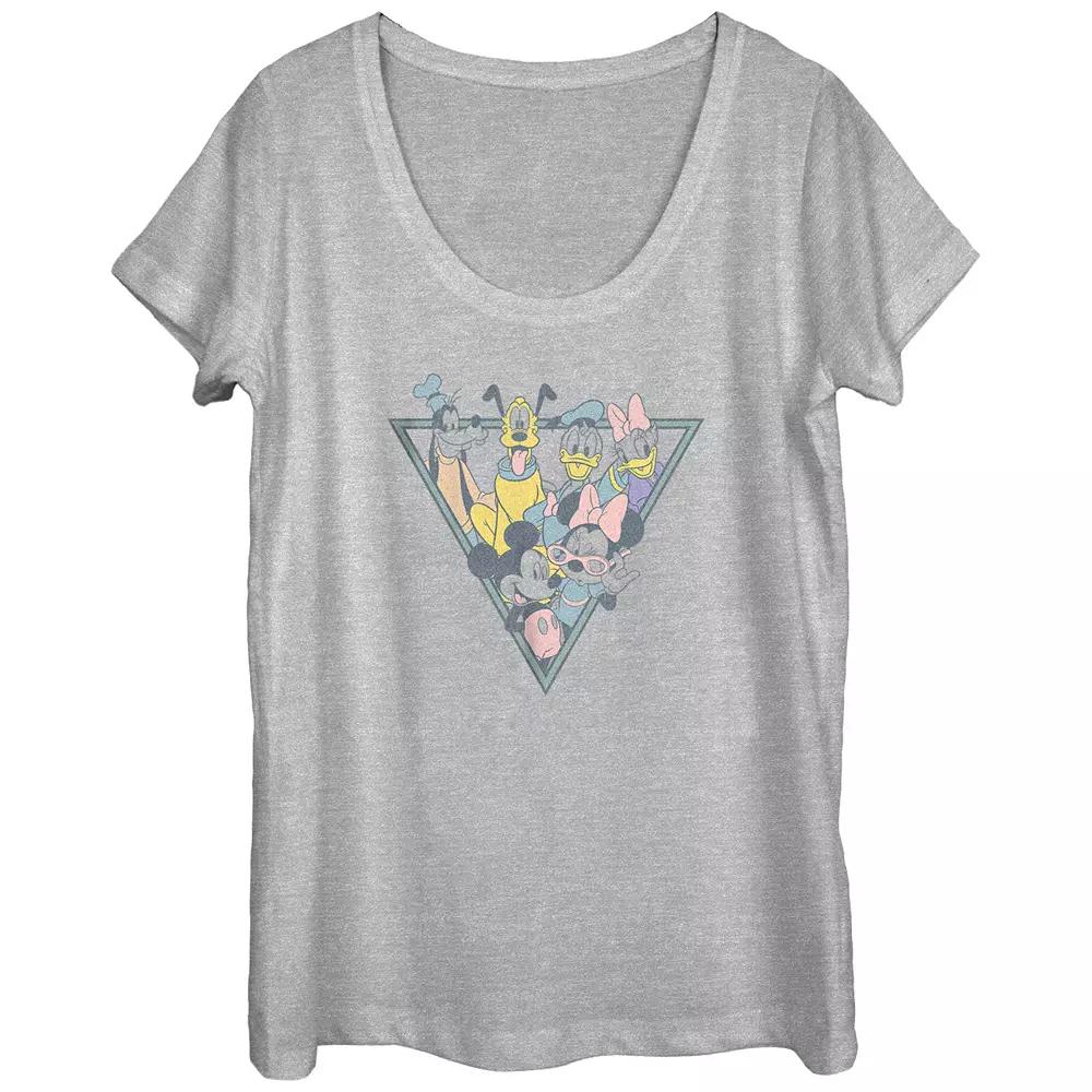 Disney's Mickey Mouse And Friends Colors Popping Scoop Neck Juniors' Graphic Tee, Women's, Size: XXL, Athletic Grey Product Image