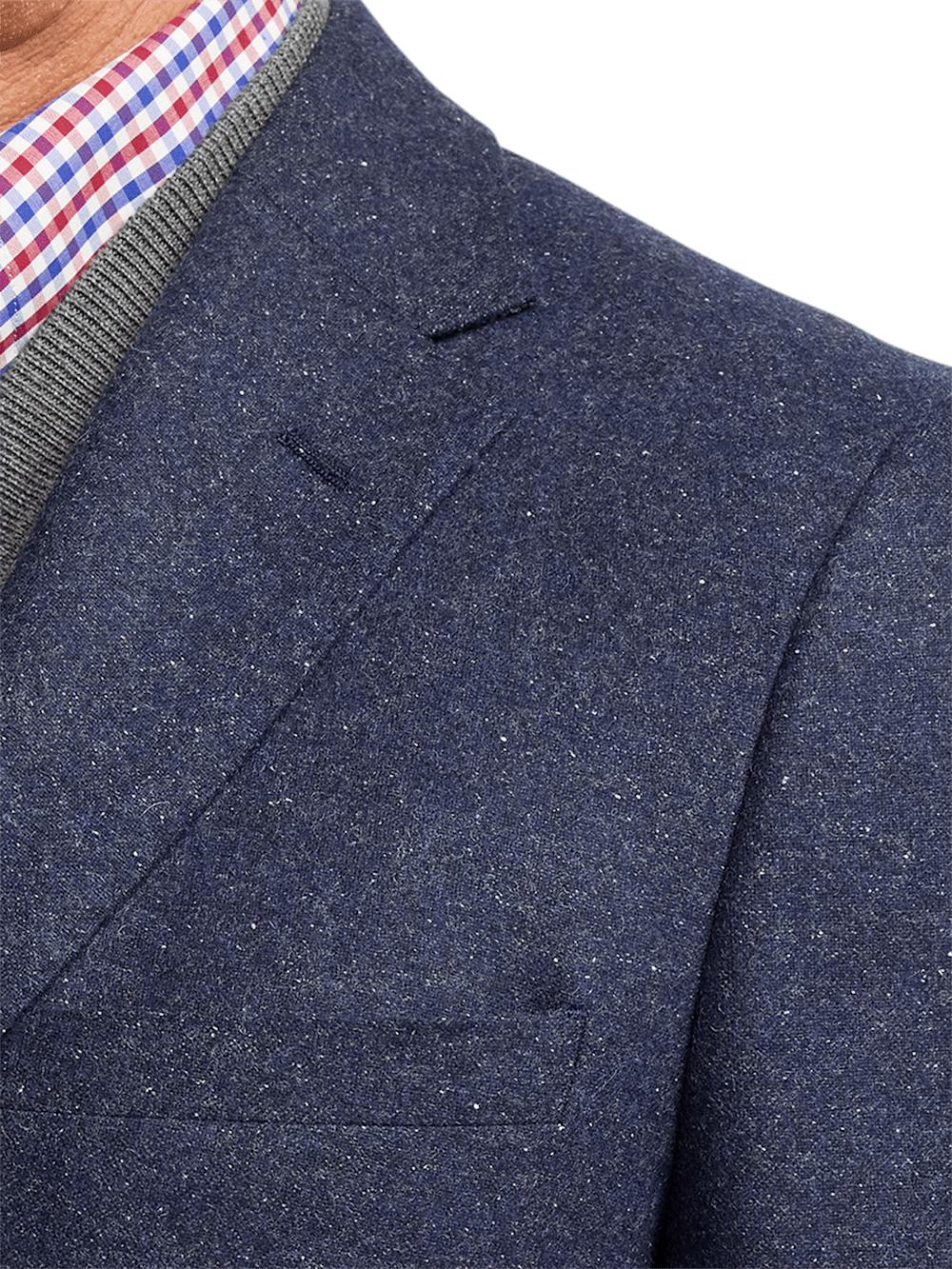 Wool Blend Donegal Single Breasted Notch Lapel Sport Coat - Navy Product Image
