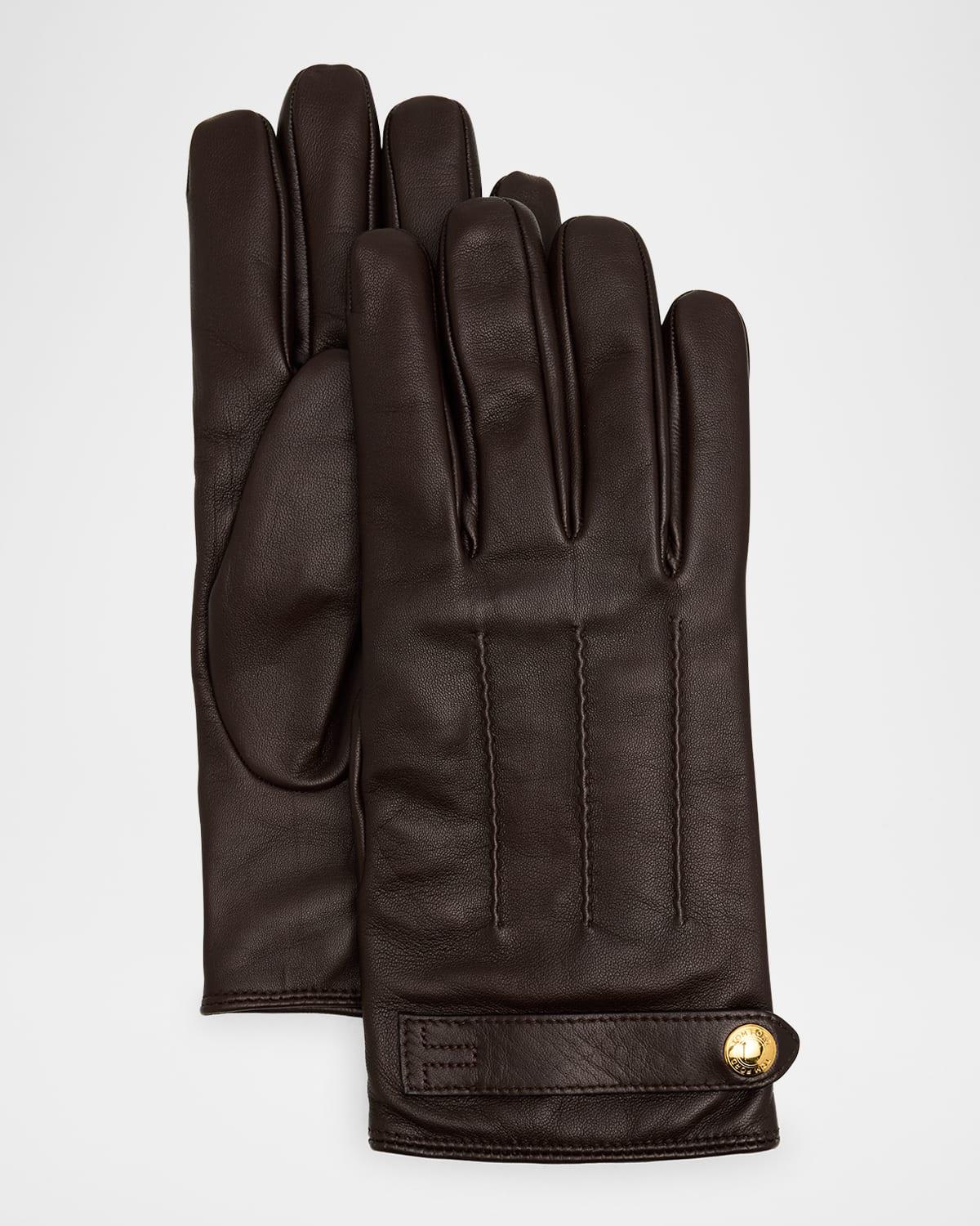 Men's Leather Wrist-Strap Gloves Product Image