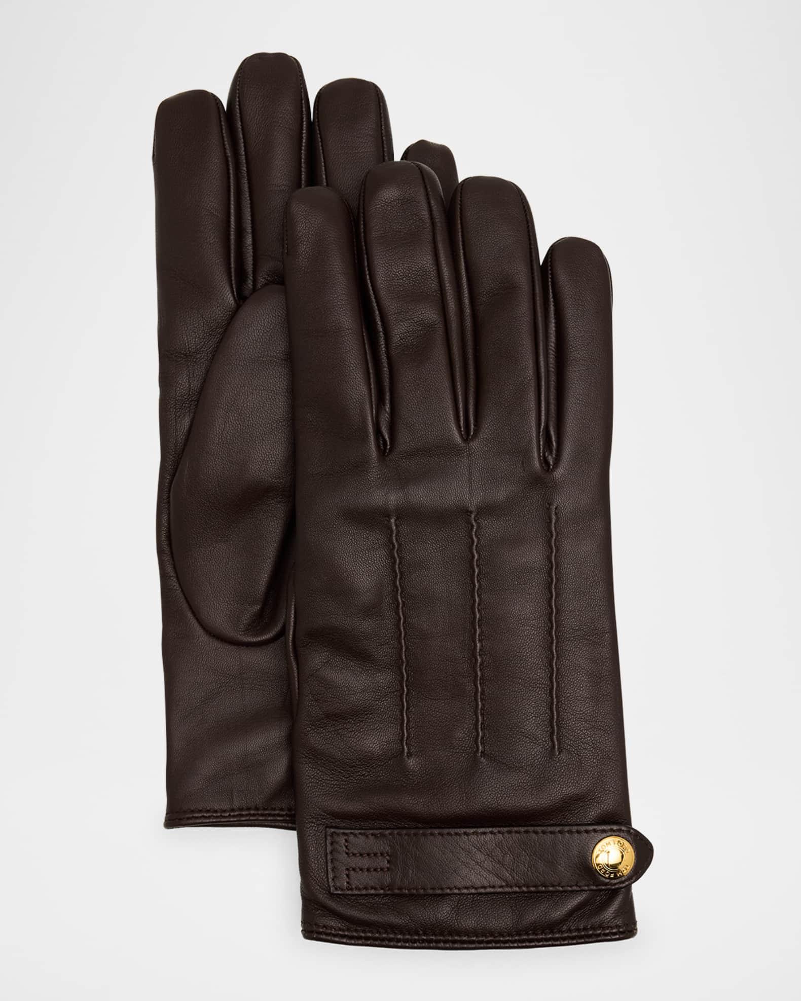 Men's Leather Wrist-Strap Gloves Product Image