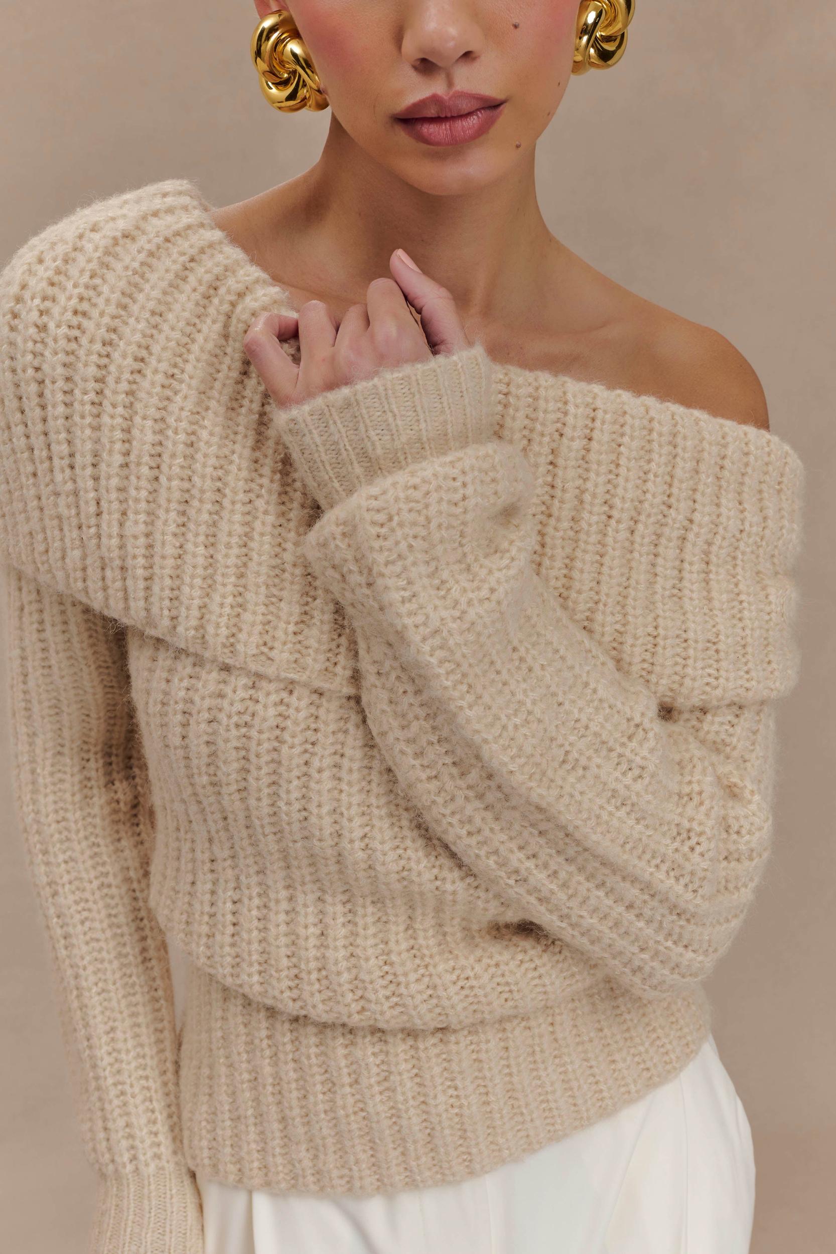 Alicia Off Shoulder Knit Top - Cream Product Image
