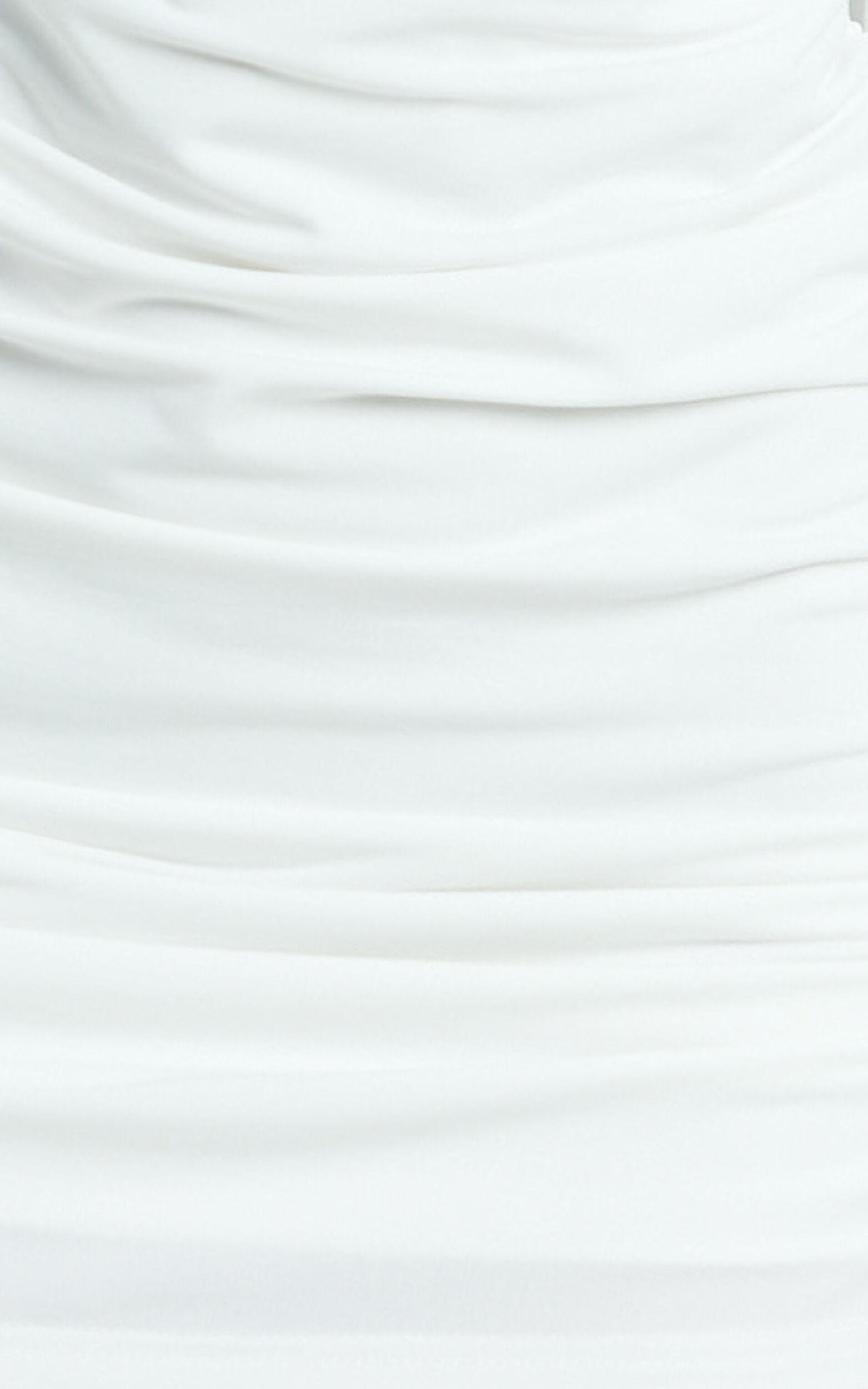 Primrose Mini Dress - Slash Neck Long Sleeve A Line Dress in Cream Product Image