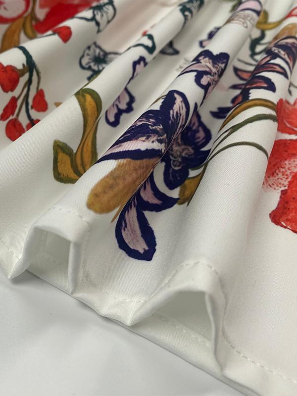 Long Sleeves Loose Elasticity Flower Print Round-Neck Maxi Dresses Product Image