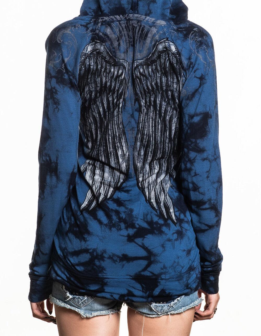 AFFLICTION Blade Killer Womens Long Sleeve Hooded Shirt - BLUE Product Image
