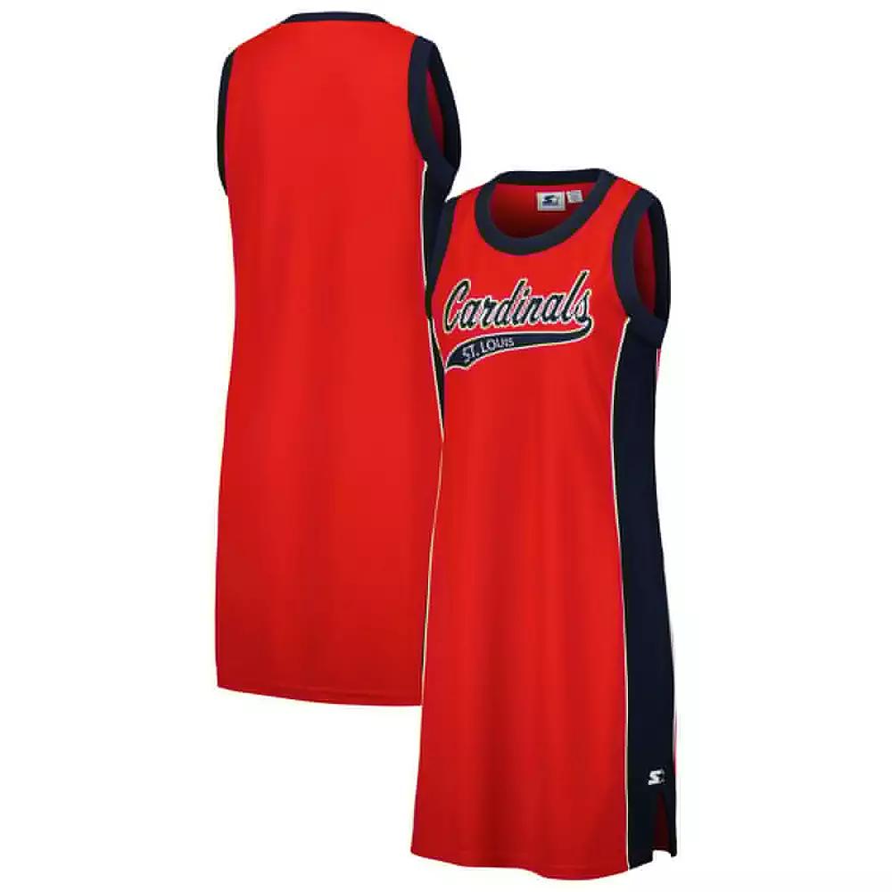 Women's Starter Red St. Louis Cardinals Slam Dunk Tank Top Sneaker Dress, Size: Large Product Image