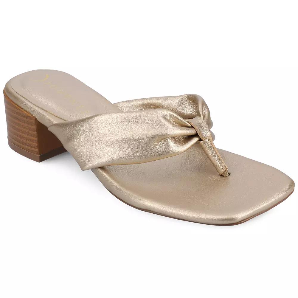 Journee Seelah Women's Heeled Thong Sandals, Size: 12, Beige Product Image