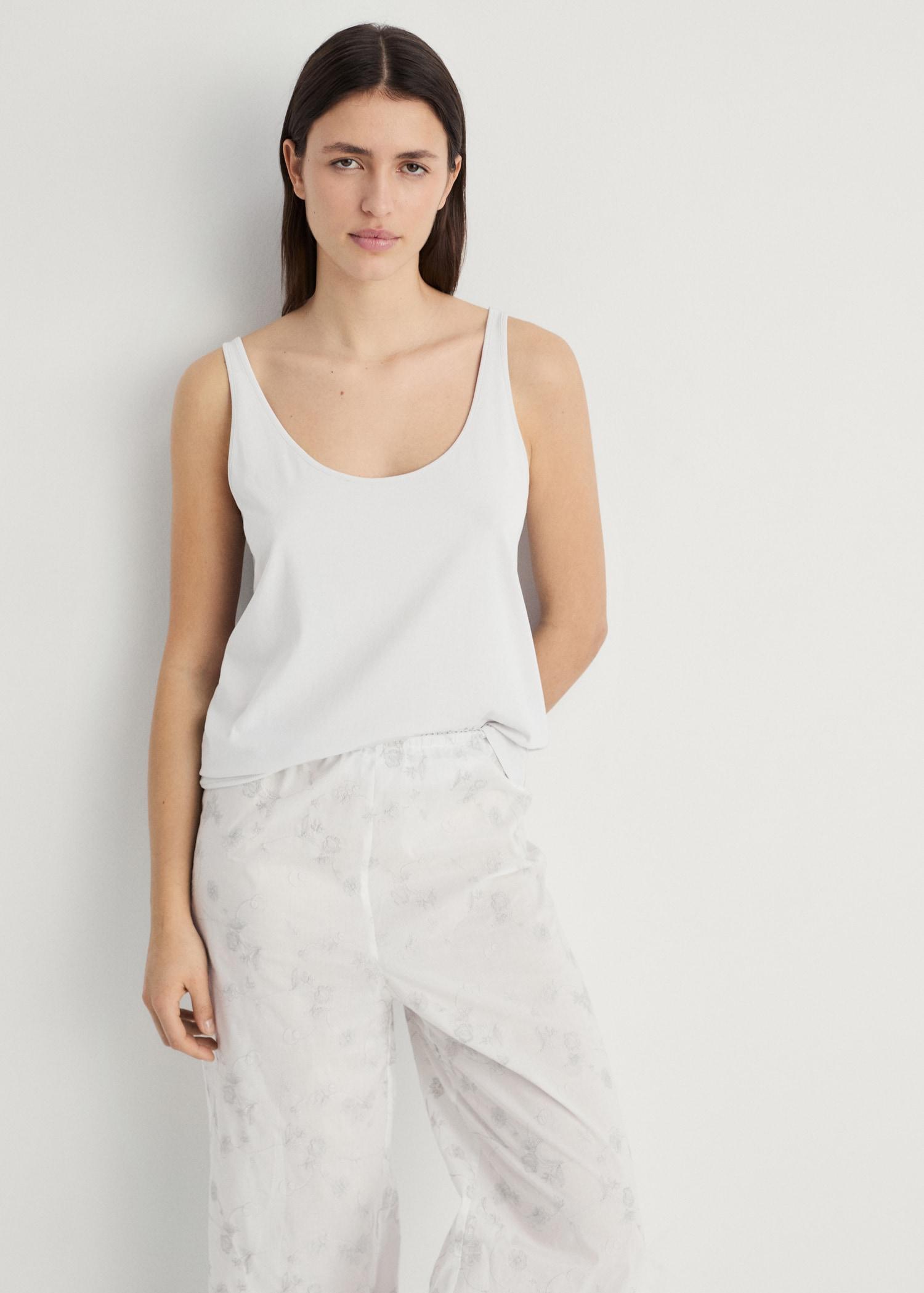 Embroidered pajama pants - Women | MANGO USA Product Image