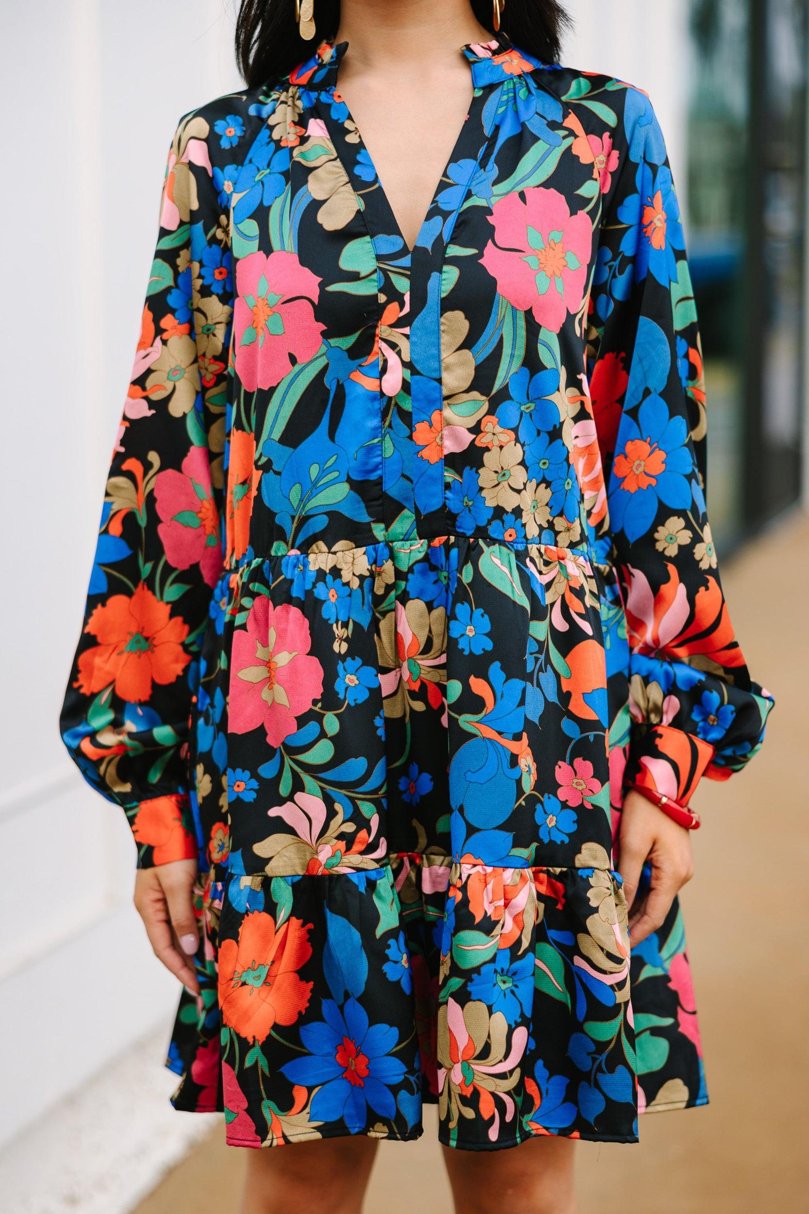 In Your Dreams Black Floral Babydoll Dress Female Product Image