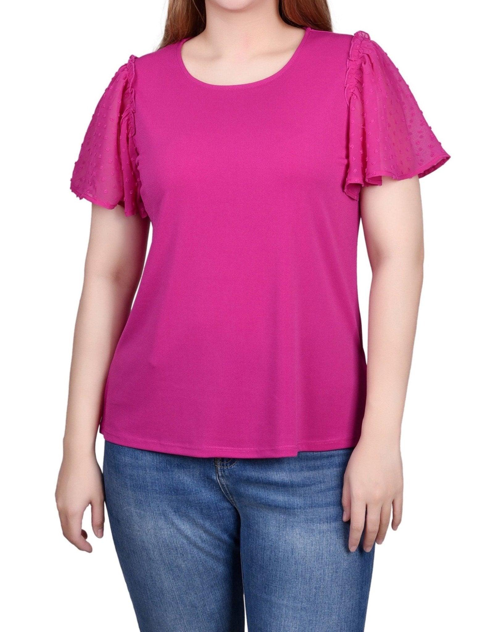 Clip Dot Flutter Sleeve Top - Petite Product Image