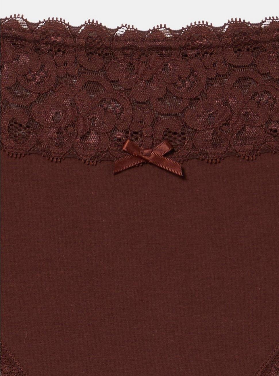 Cotton Mid-Rise Lace Trim Thong Panty Product Image