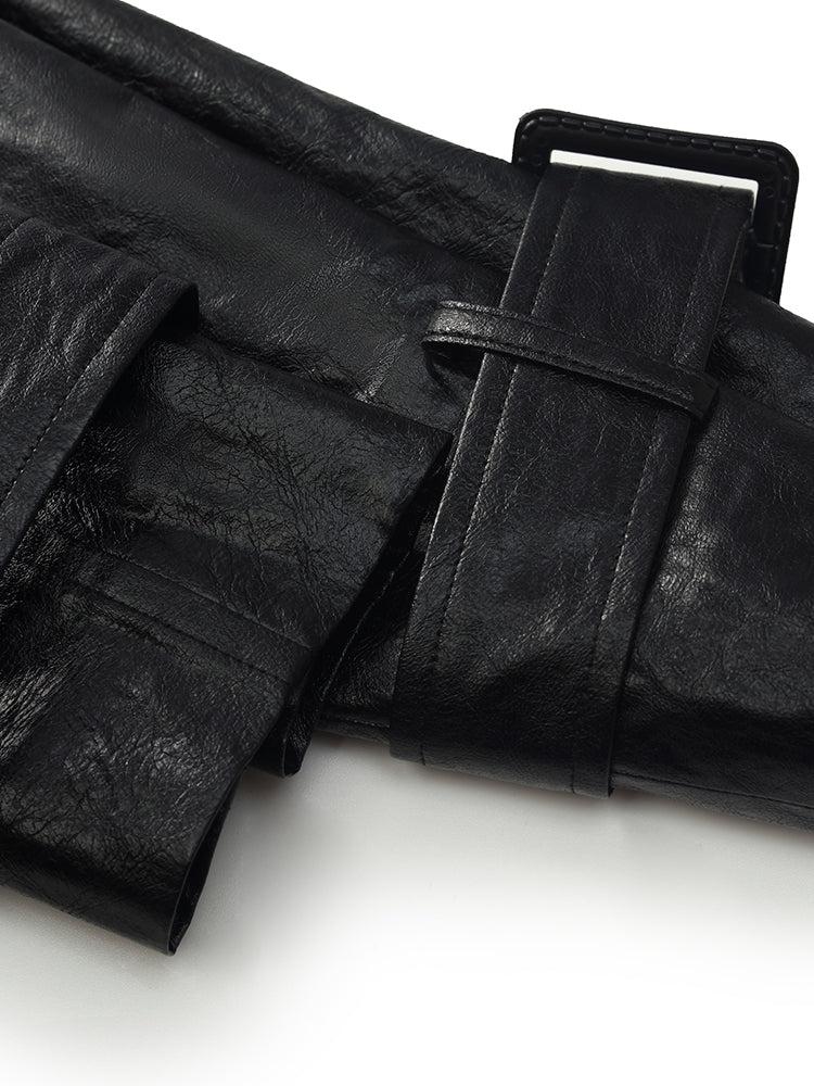 PU Leather Women Long Trench Coat Product Image