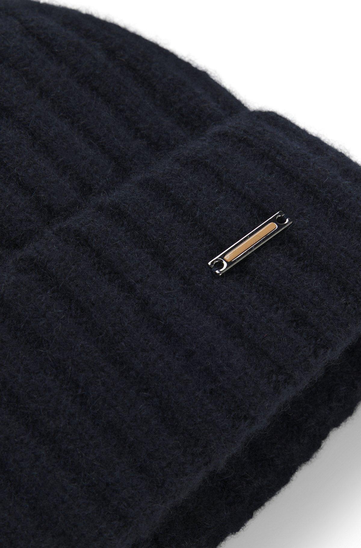 Cashmere beanie hat with ribbing Product Image
