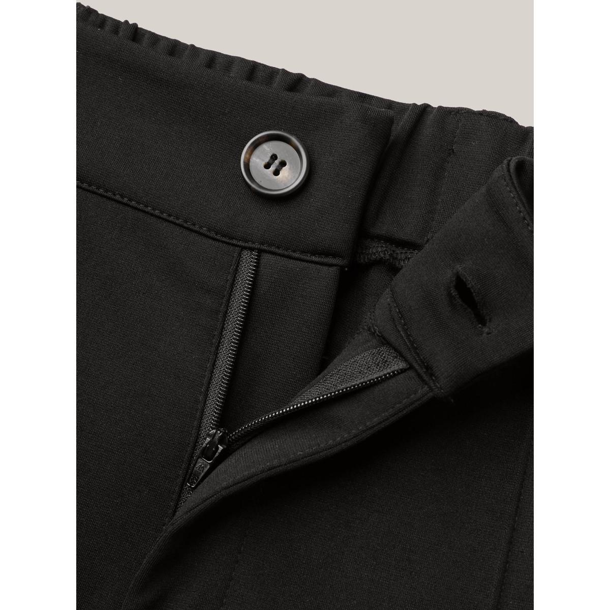 Plus Size Pleated Mid-Rise Bootcut Pants Women Black At the Office Bootcut Mid Rise Work Pants BloomChic 14-16/1X Product Image