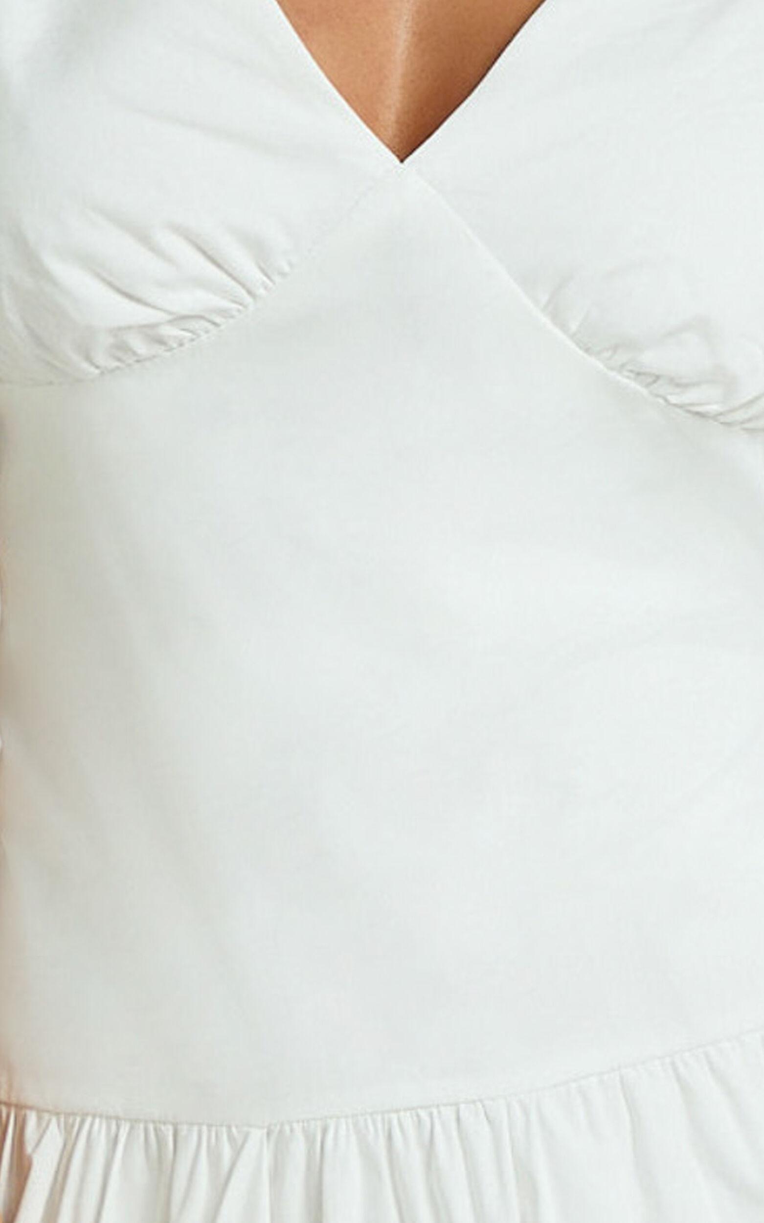 Elyza Mini Dress - V-neck Tierred Dress in White Product Image