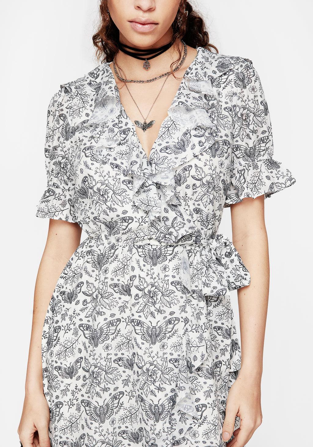 Rosamoth Chiffon Mini Wrap Dress - White Product Image