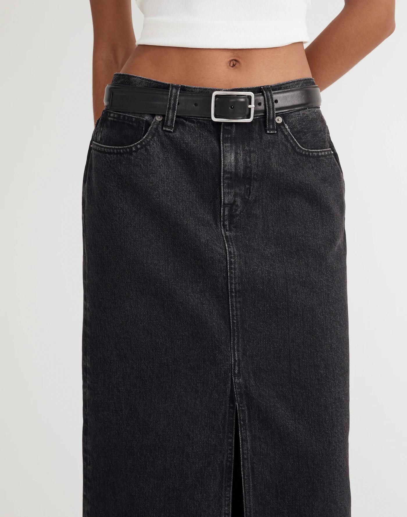 Denim Mid-Rise Maxi Skirt in Lunar Wash Product Image