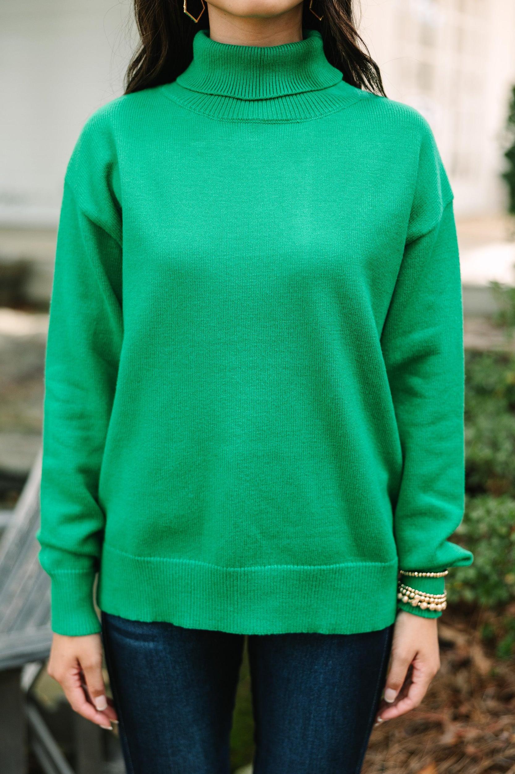 Feeling Your Best Kelly Green Turtleneck Sweater Female Product Image