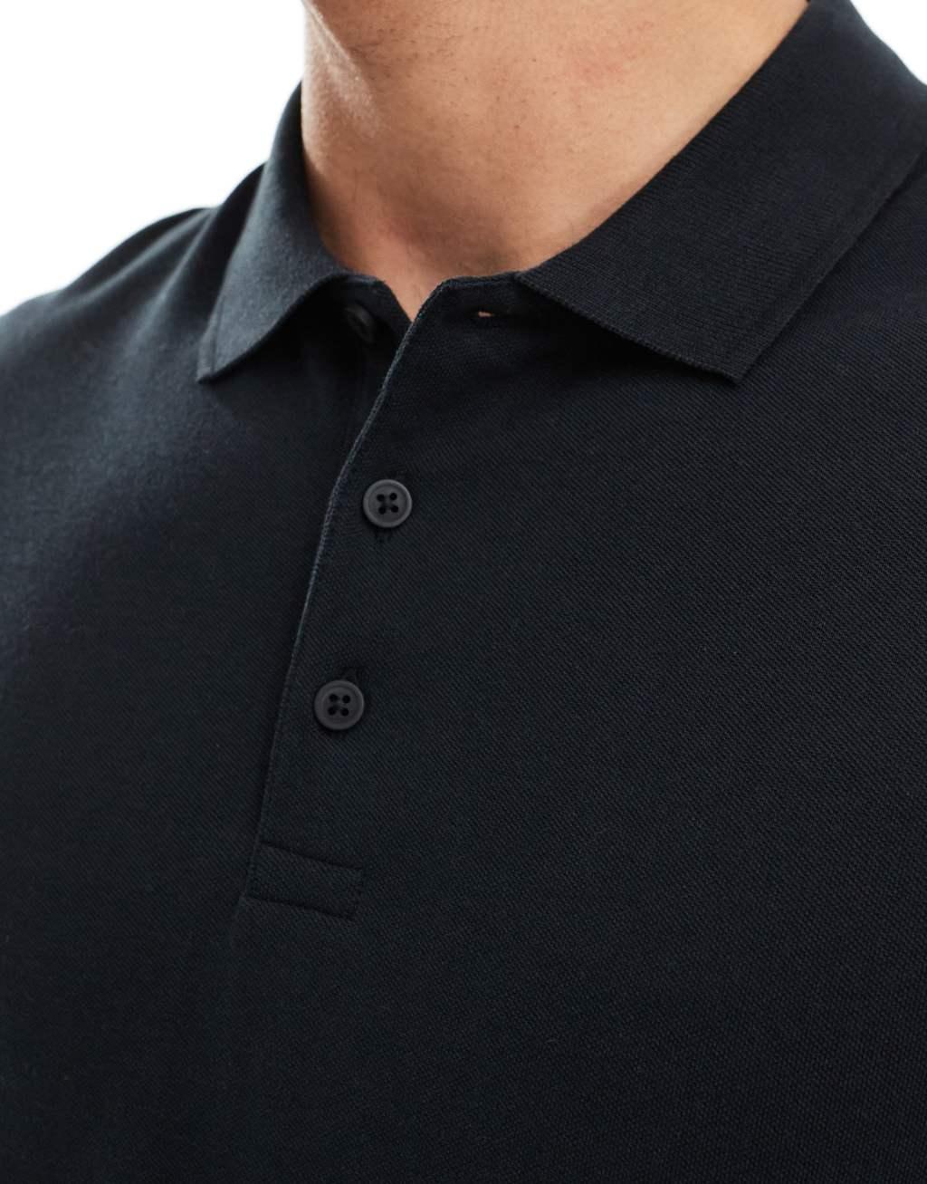 ASOS DESIGN pique polo in black Product Image