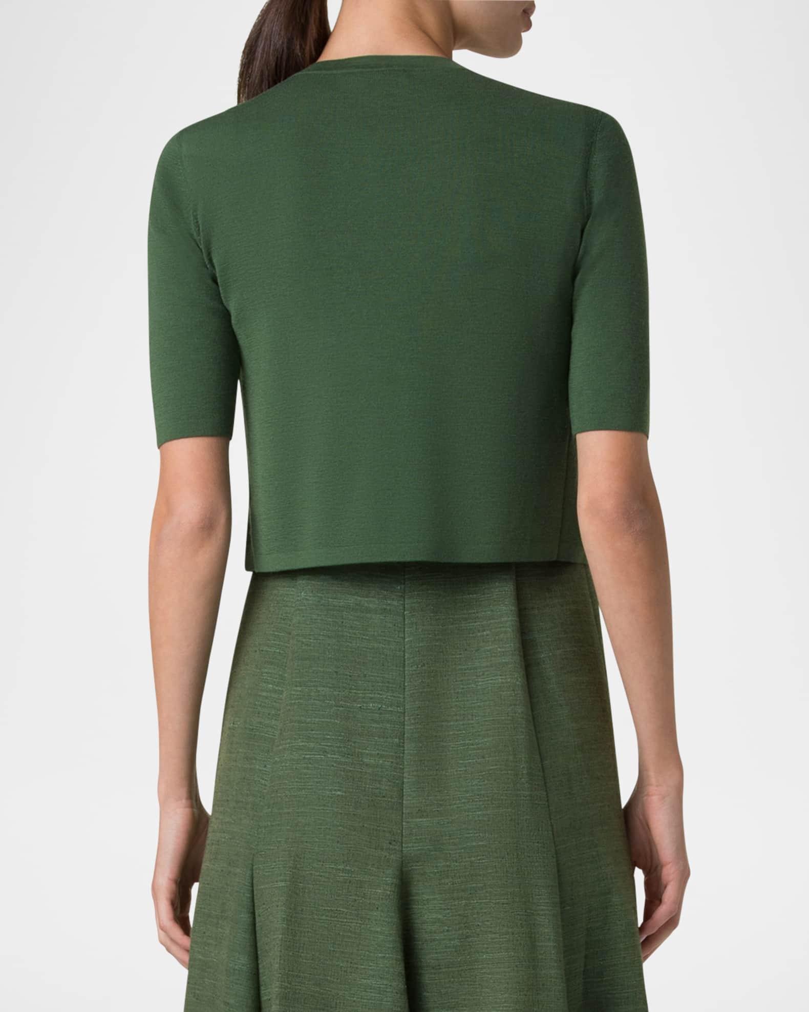 One Button Merino Wool Cropped Cardigan Product Image