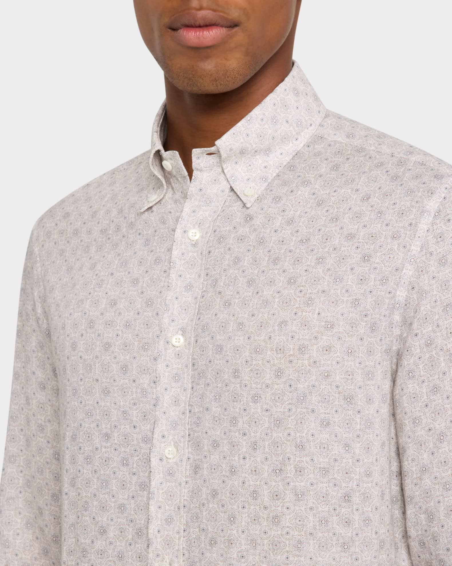 Men's Linen Medallion Casual Button-Down Shirt Product Image