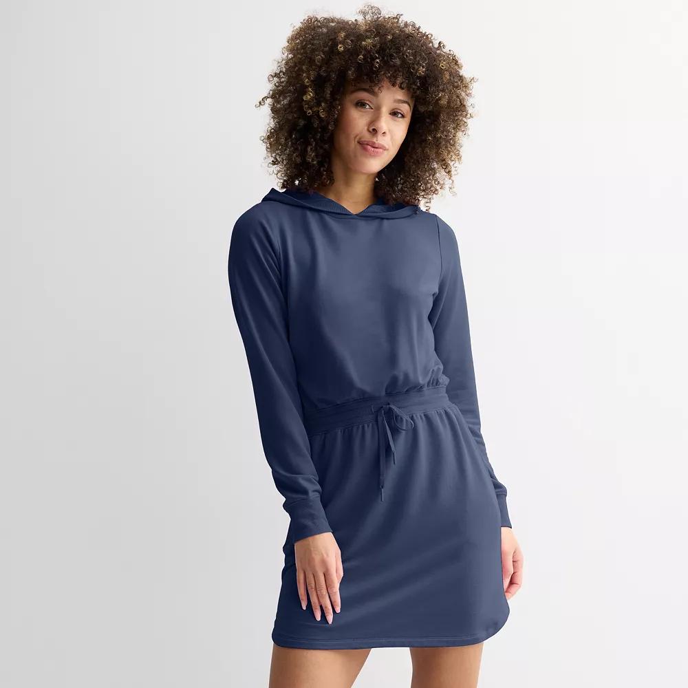 Women's Tek Gear® French Terry Hooded Dress, Size: XL, Blue Romance Product Image