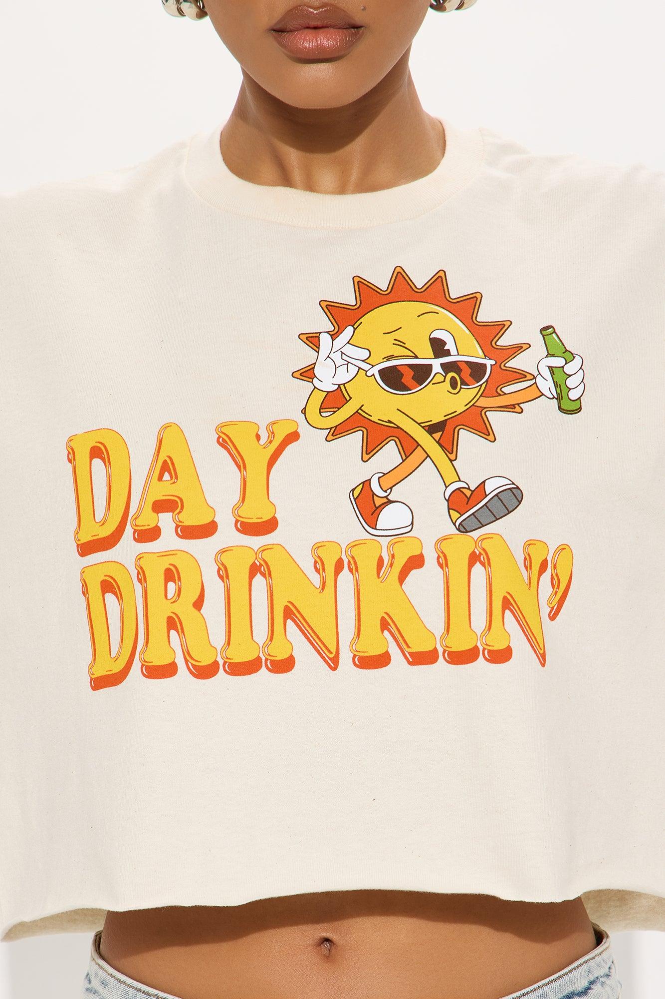 Day Drinkin' Cropped Tee - Natural Product Image