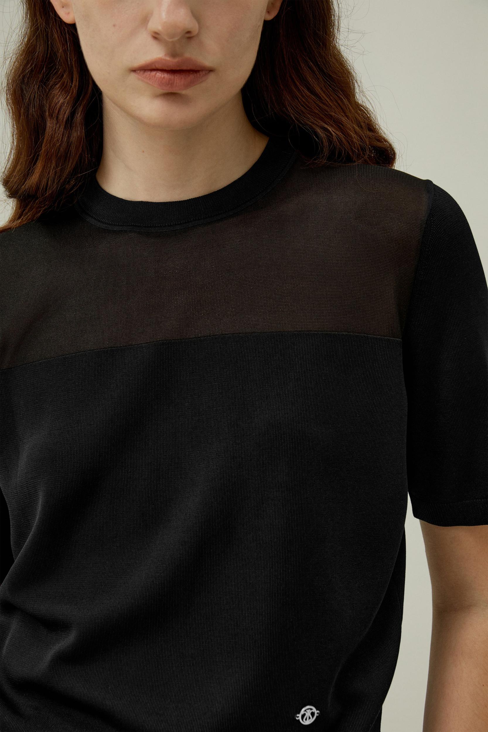 Sophisticated Dual-Knit Silk T-Shirt Product Image