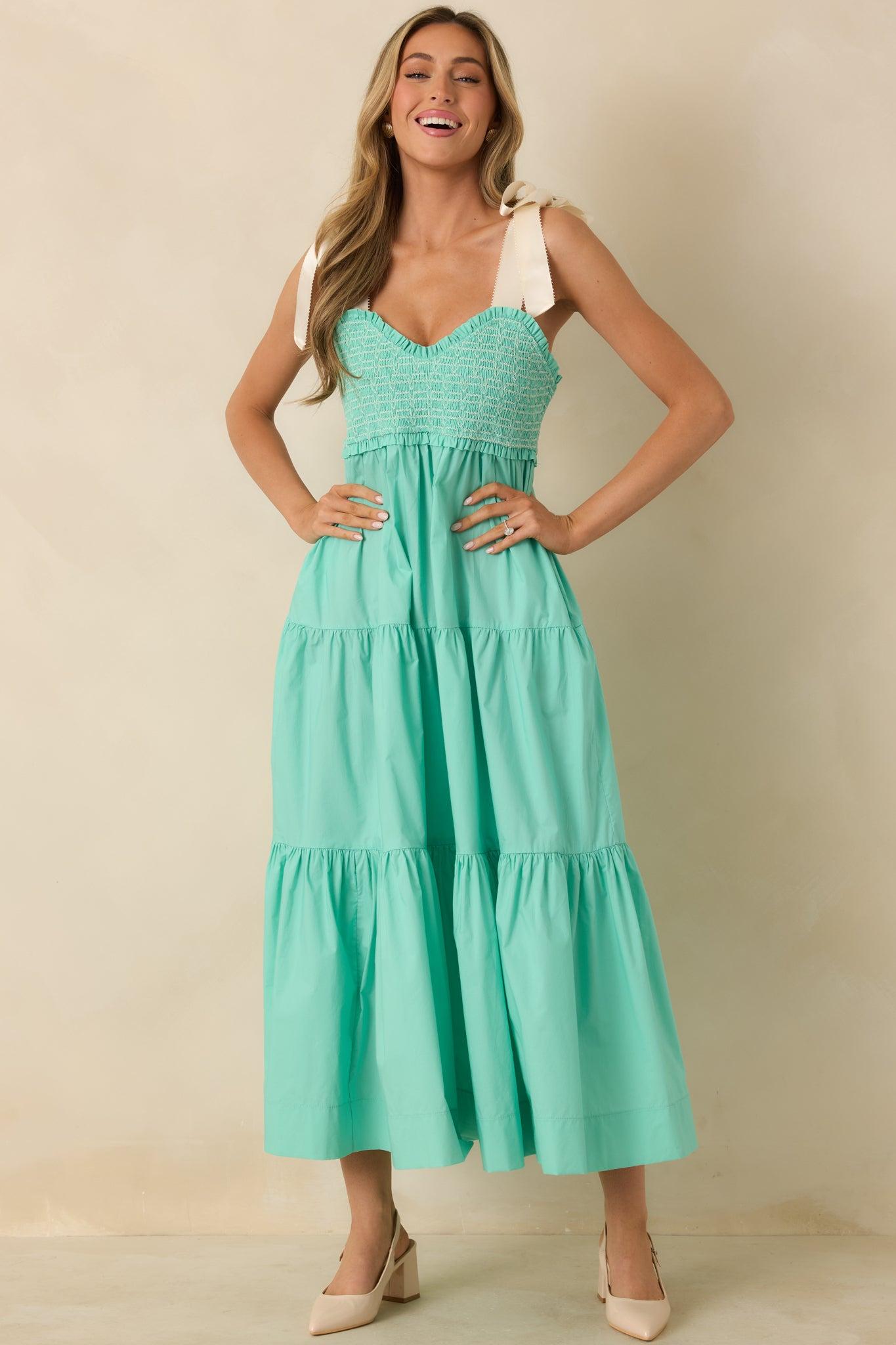 The Felicity Mint Green Cotton Midi Dress L / Mint Product Image