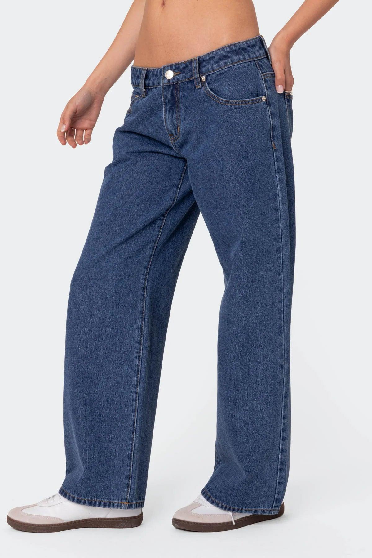 Petite Raelynn Washed Low Rise Baggy Jeans Product Image