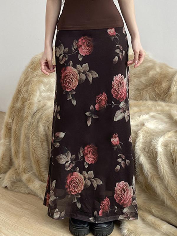 Gentle Floral Print Maxi Skirt Product Image