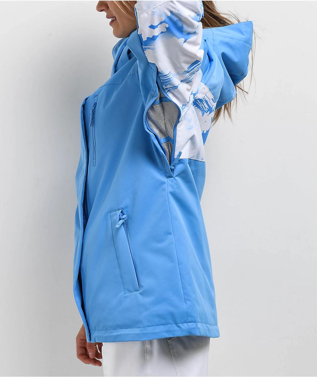 Roxy Jetty Block Azure Blue Clouds 10K Snowboard Jacket Product Image