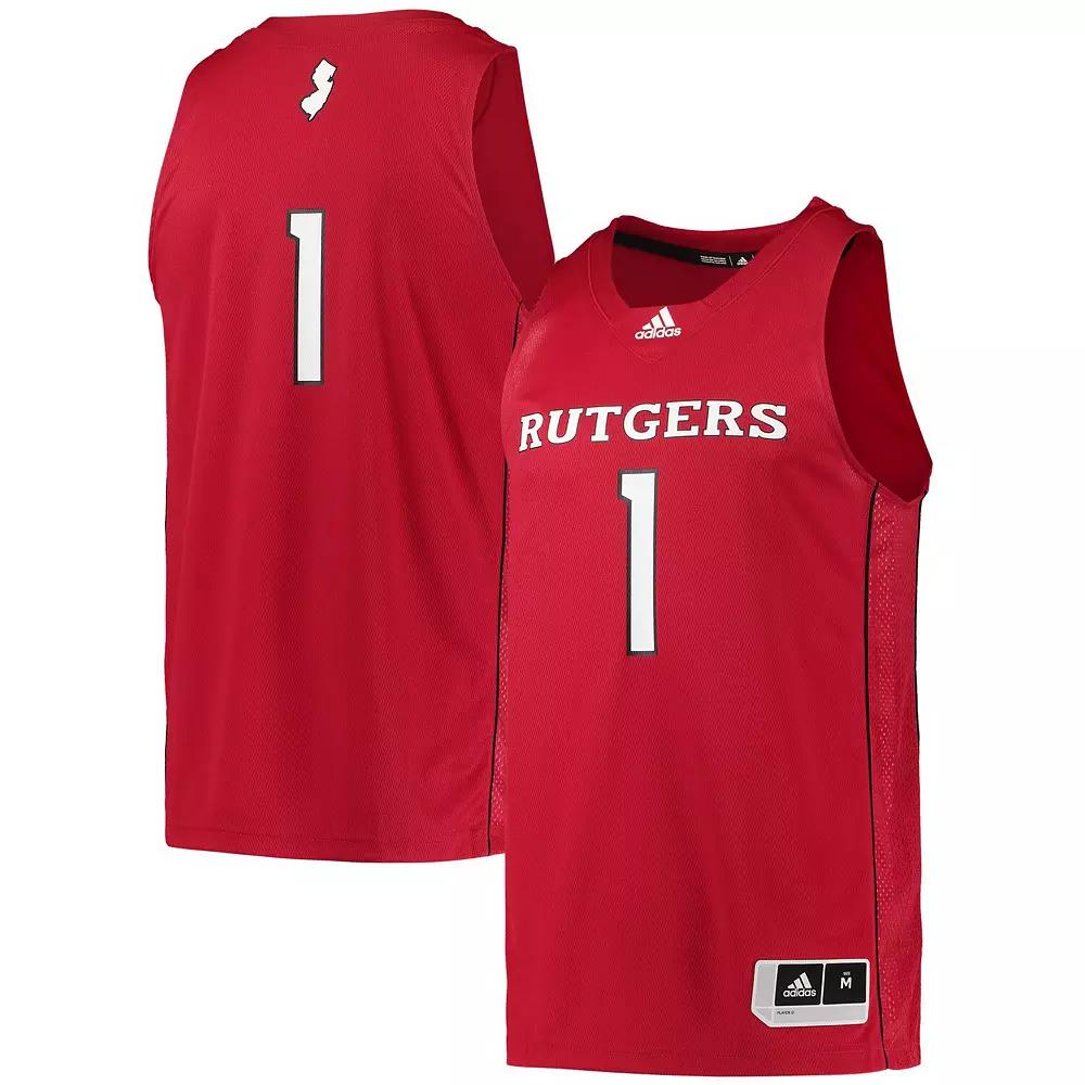 Men's adidas #1 Scarlet Rutgers Scarlet Knights Team Swingman Basketball Jersey,  Product Image