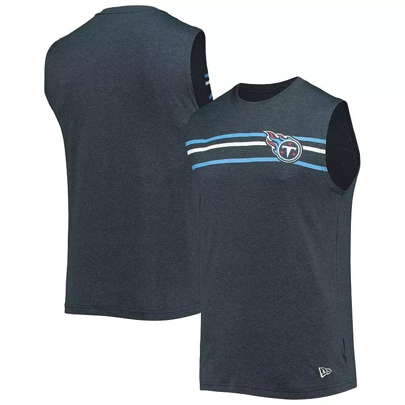 Men's New Era Heathered Navy Tennessee Titans Brushed Sleeveless Tank Top,  Product Image