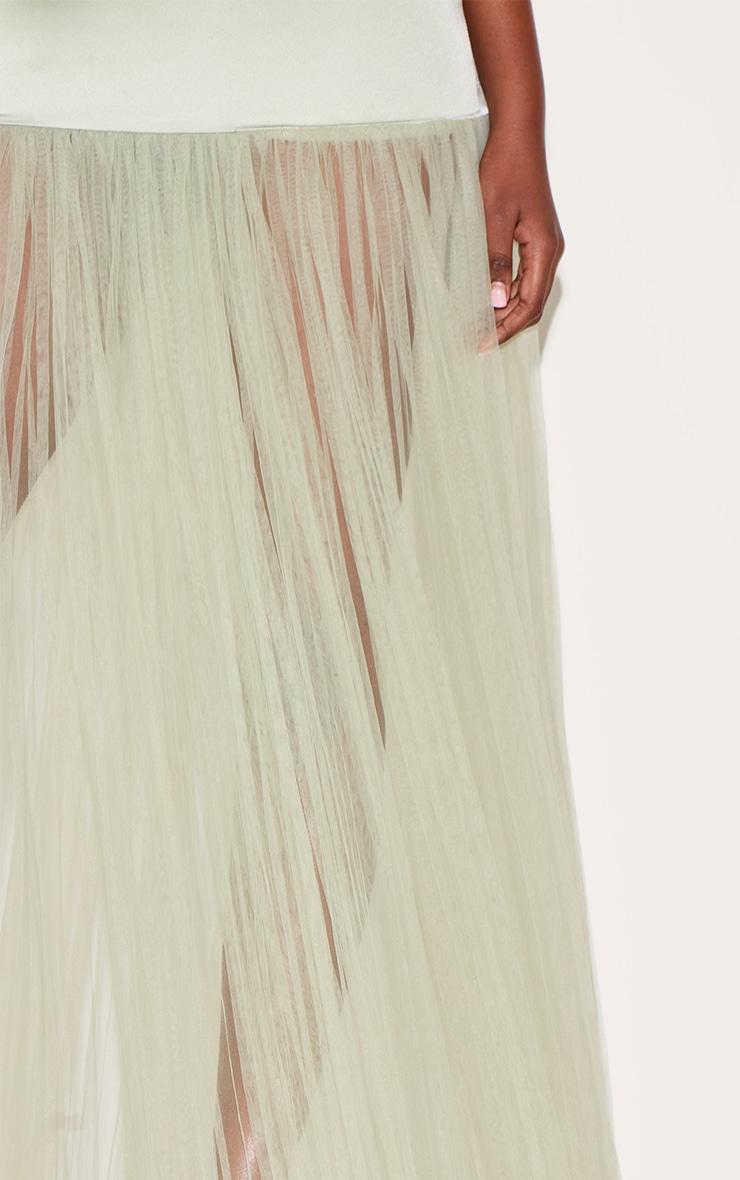  Sage Green Scoop Neck Drop Waist Maxi Dress Product Image