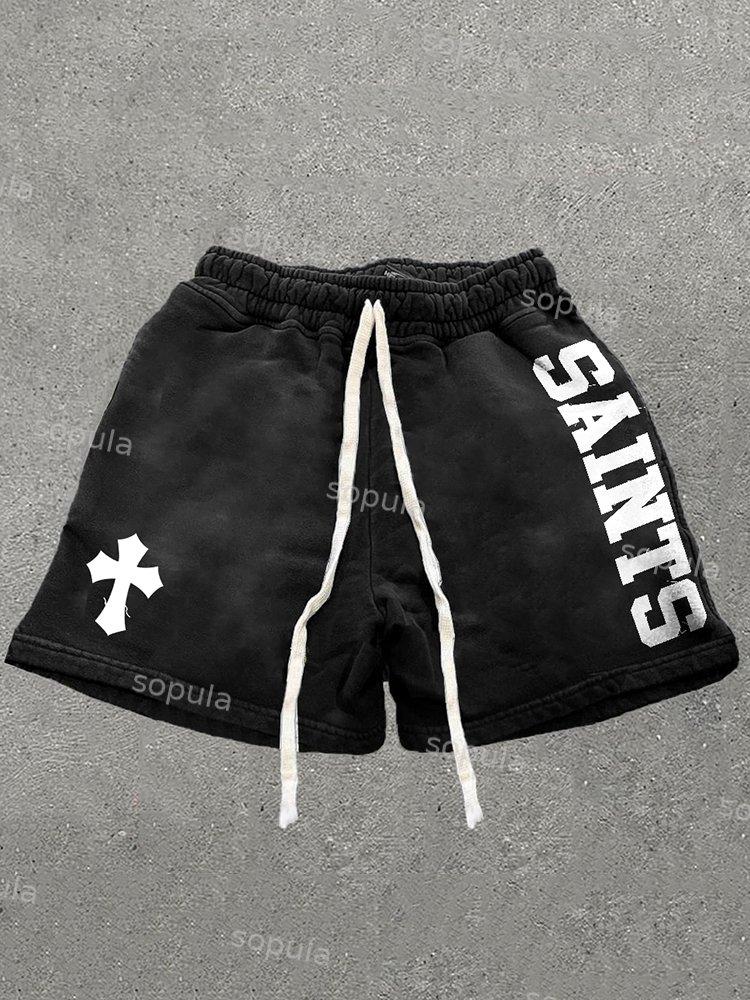 Vintage Saints Graphic Casual Fashion Shorts Product Image
