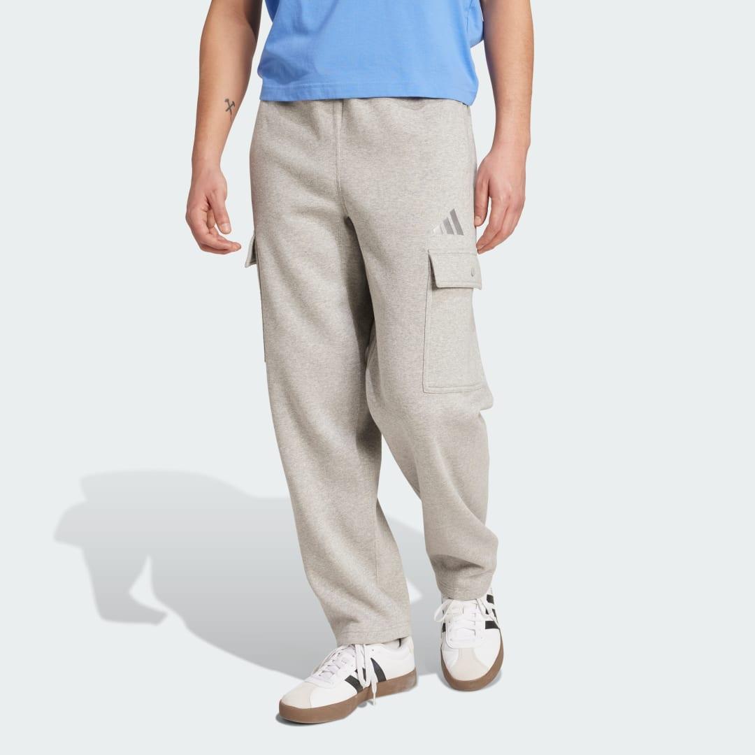 adidas ALL SZN Fleece Loose Cargo Open Hem Pants Black 2XL Mens Product Image