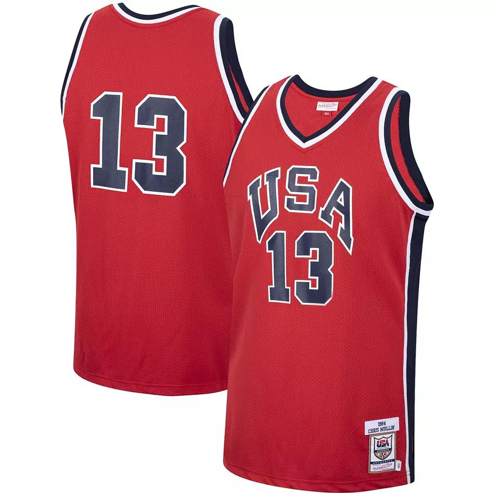 Men's Mitchell & Ness Chris Mullin Red USA Basketball Authentic 1984 Jersey,  Product Image