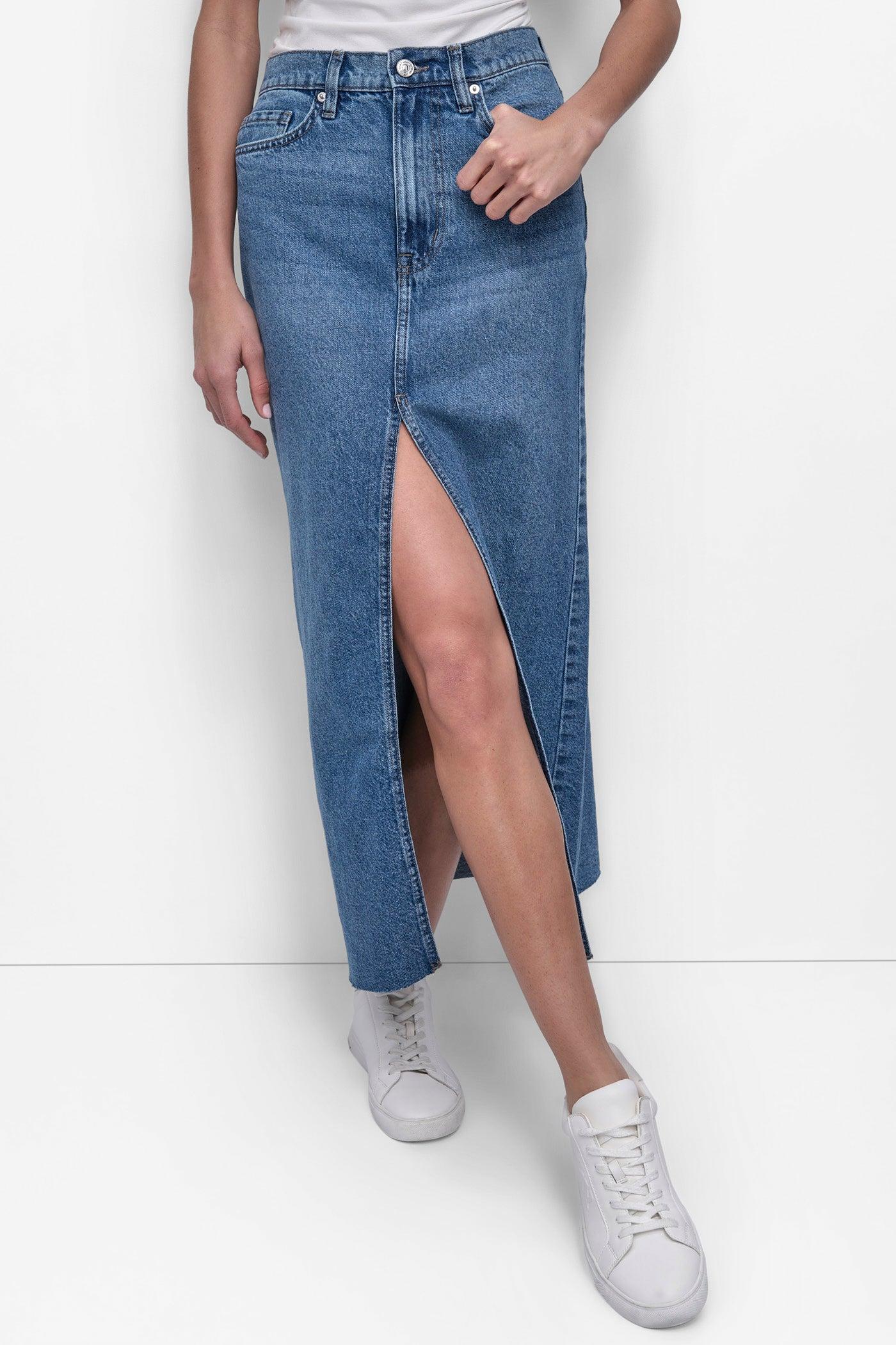 HIGH Rise Length A-LINE MAXI SKIRT WITH FRONT VENT Product Image