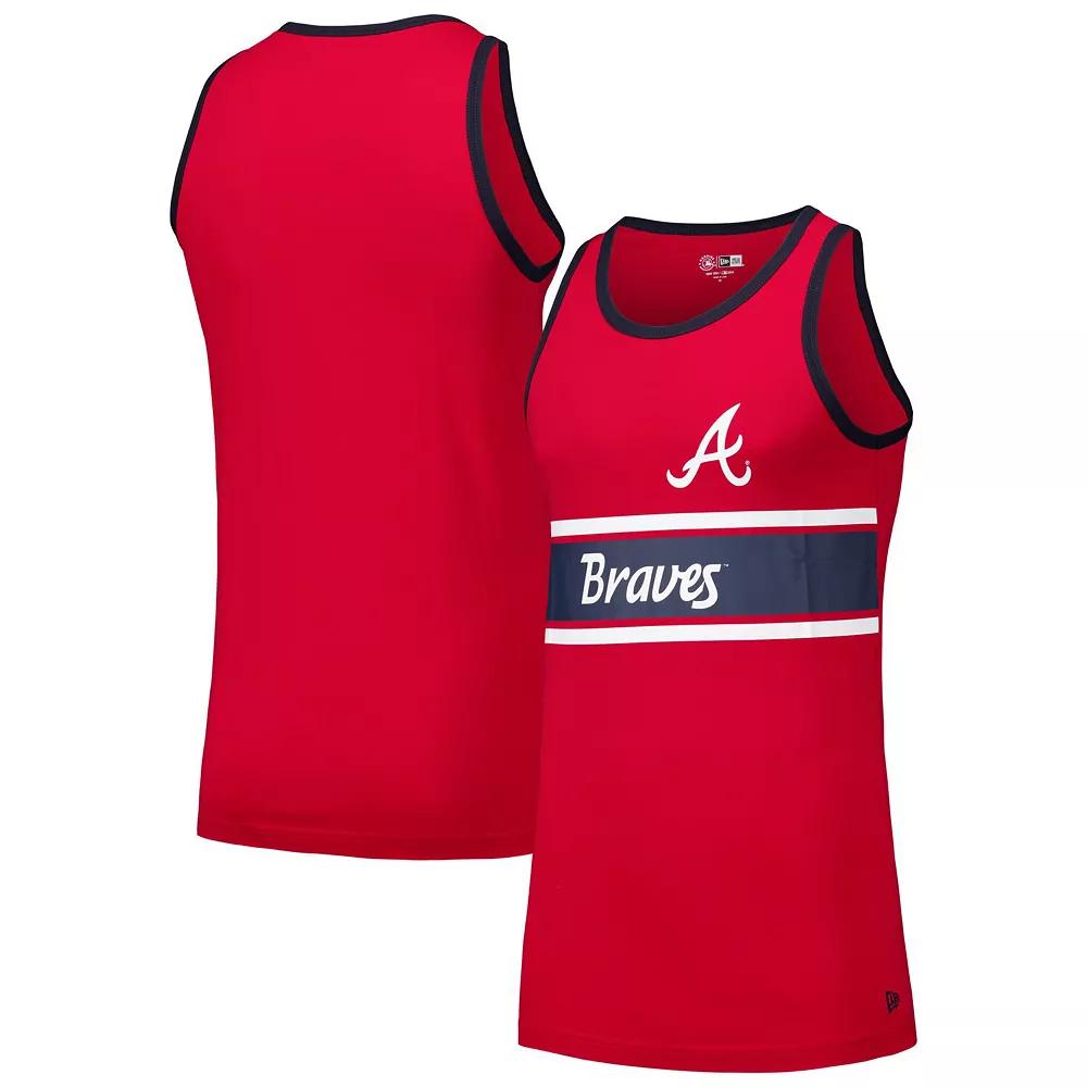 Men's New Era Red Atlanta Braves Jersey Ringer Tank Top,  Product Image