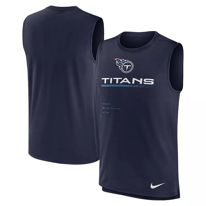 Men's Nike Navy Tennessee Titans Muscle Trainer Tank Top,  Product Image