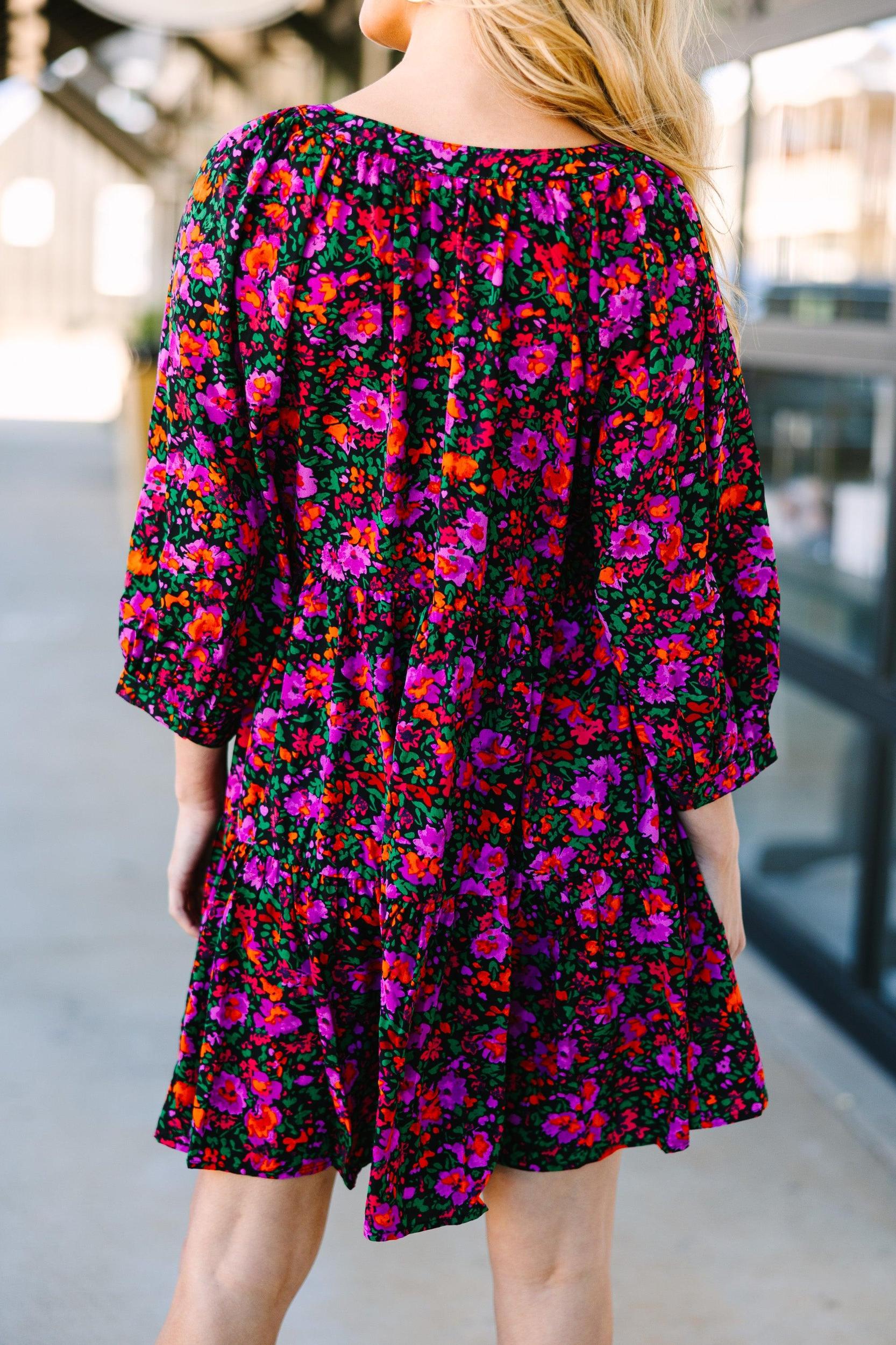Can't Be Outdone Black Floral Dress Female Product Image