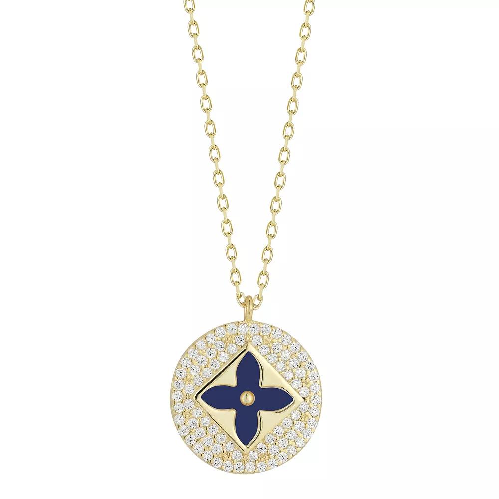 Sunkissed Sterling Sterling Silver Cubic Zirconia Clover Pendant Necklace, Women's, Size: 18", Gold Tone Blue Product Image